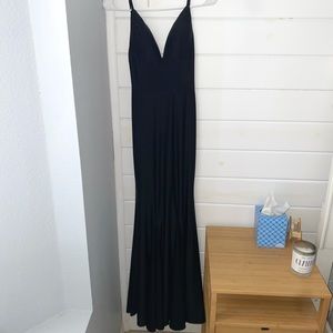 Black backless prom dress